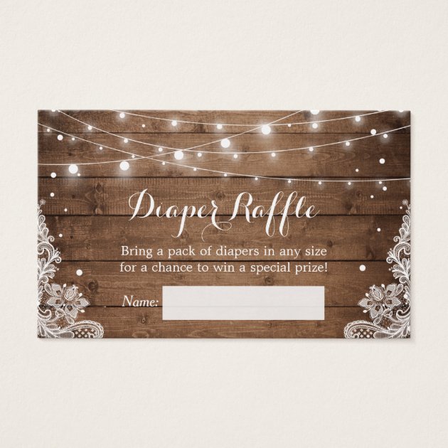 Rustic Winter String Lights Lace Diaper Raffle