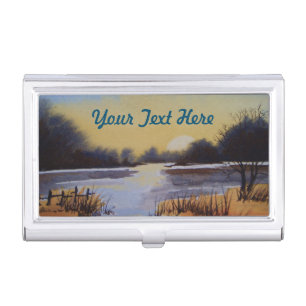 rustic winter sunset scene unique and contempory business card case