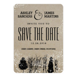 RUSTIC WINTER TREE SAVE THE DATE 5X7 PAPER INVITATION CARD