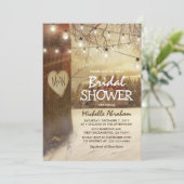 Rustic Winter Tree Twinkle Lights Bridal Shower Invitation (Standing Front)
