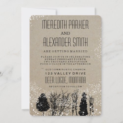 RUSTIC WINTER TREE WEDDING INVITATION