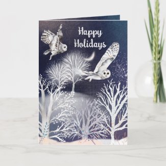 Rustic Winter Trees Botanical Script Christmas