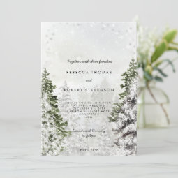 rustic winter trees holiday wedding invitation | Zazzle