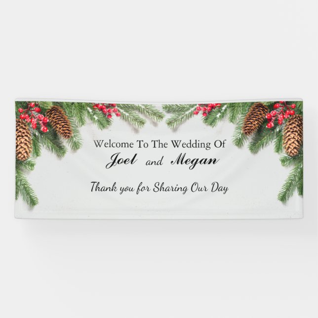 Rustic Winter Wedding Banner Personalize (Horizontal)