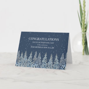 Rustic Winter Wedding Day Daughter Son in Law Letterpress Thank You Card