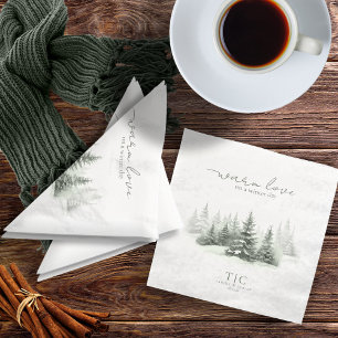 Rustic Winter Wedding Forest Green ID1049 Paper Dinner Napkins