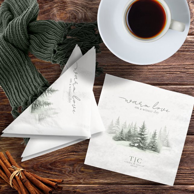 Rustic Winter Wedding Forest Green ID1049 Paper Dinner Napkins (Creator Uploaded)