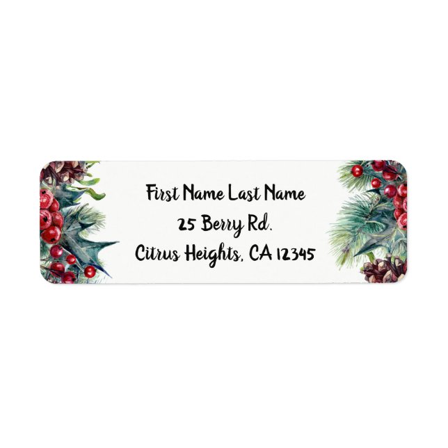 Rustic Winter Wedding Holiday Christmas Berries Label (Front)