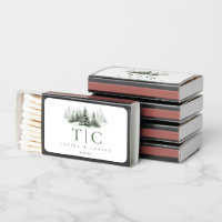 Rustic Winter Wedding Initials Forest Green ID1049