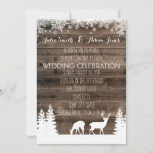 Rustic Winter Wedding Invitation - Deer