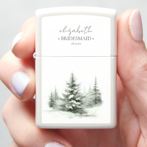 Rustic Winter Wedding Party Forest Green ID1049 Zippo Lighter