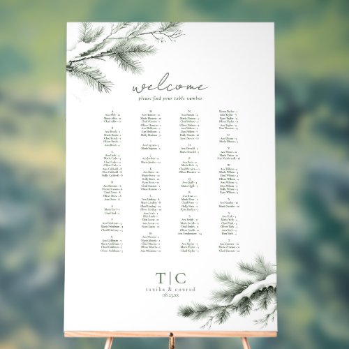 Rustic Winter Wedding Seating Forest Green ID1049 Acrylic Sign
