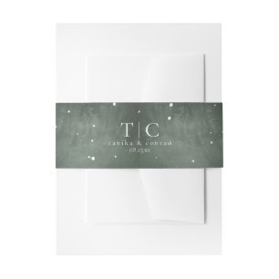 Rustic Winter Wedding Snowflakes Green ID1049 Invitation Belly Band
