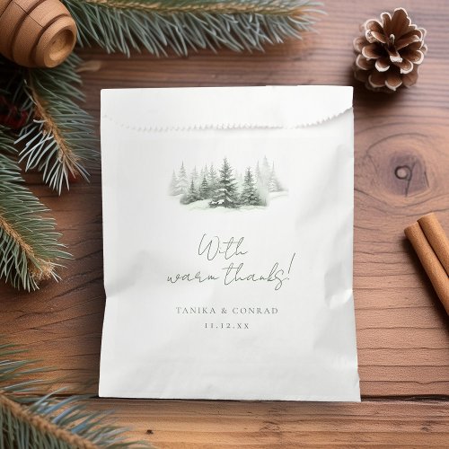 Rustic Winter Wedding Thanks Forest Green ID1049 Favor Bag