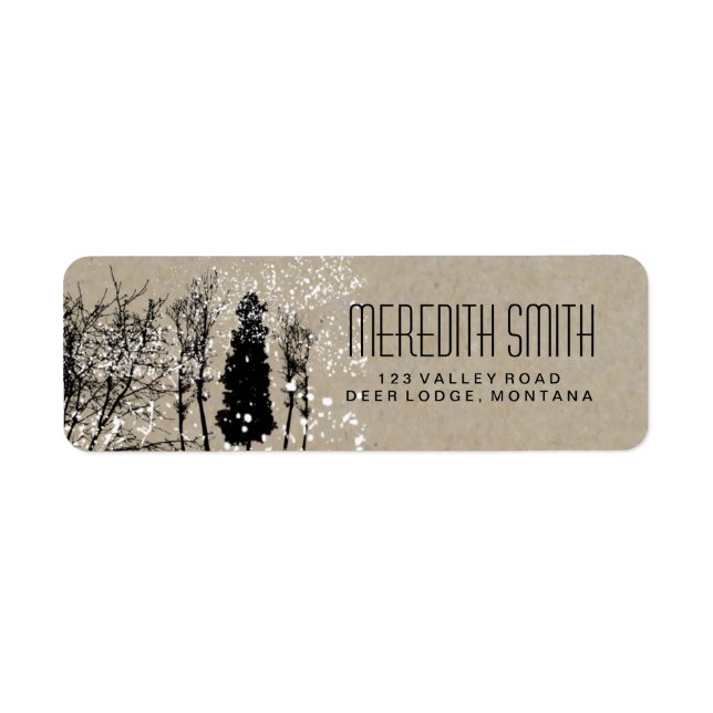 RUSTIC WINTER WEDDING TREE RETURN ADDRESS LABELS (Front)