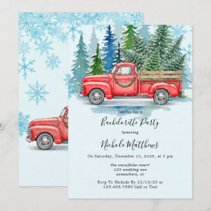 Rustic Winter Wedding Truck Bachelorette Party Invitation