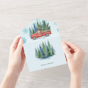 Rustic Winter Wedding Truck Wedding All In One Invitation