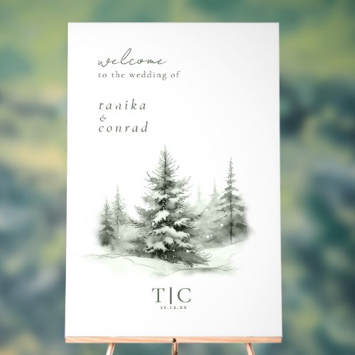 Rustic Winter Wedding Welcome Forest Green ID1049 Acrylic Sign