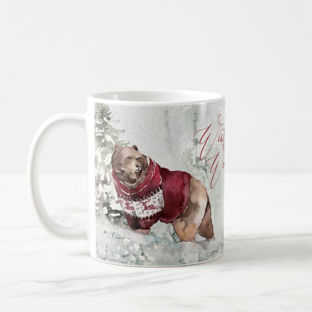 Rustic Winter Wonderland Animals in Snow Coffee Mug (Left)