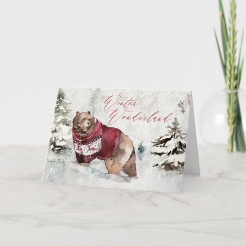 Rustic Winter Wonderland Bear in the Snow Card