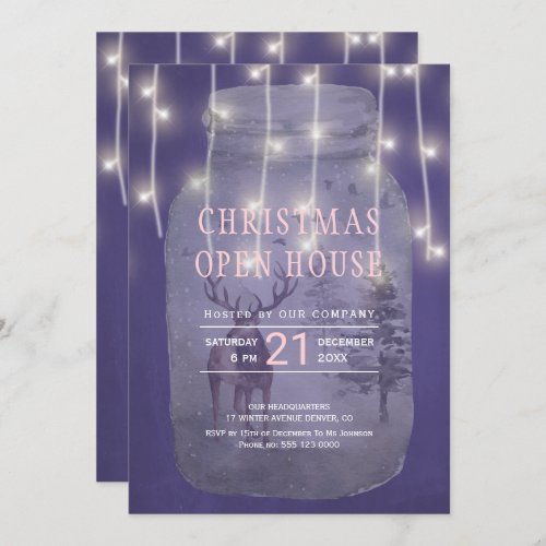 Rustic Winter Wonderland Christmas Open House Invitation