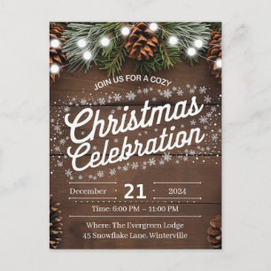 Rustic Winter Wonderland Christmas Party Postcard