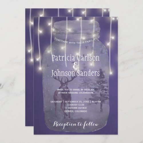 Rustic Winter Wonderland Lights Chalkboard Wedding Invitation