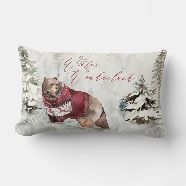 Rustic Winter Wonderland Snow Scene Lumbar Pillow (Front)