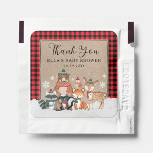 Rustic Winter Woodland Animals Baby Shower Favors Hand Sanitizer Packet