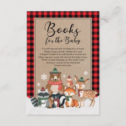 Rustic Winter Woodland Animals Books for Baby Enclosure Card