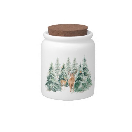 Rustic Winter Woodland Animals Candy Jar