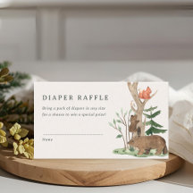 Rustic Winter Woodland Baby Shower Diaper Raffle