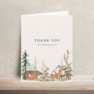 Rustic Winter Woodland Baby Shower Letterpress Thank You Card
