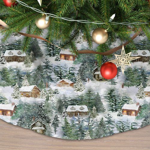 Rustic Winter Woodland Brushed Polyester Tree Skirt