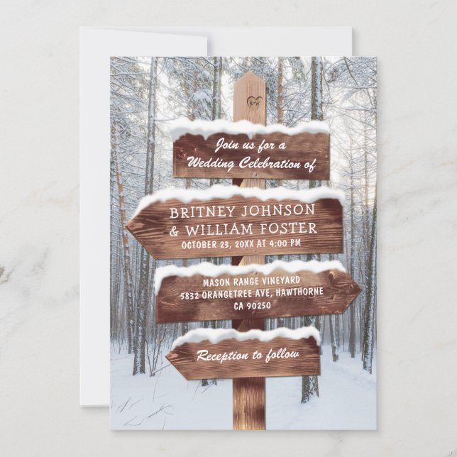 Rustic Winter Woodland Christmas Wedding Invitation (Front)