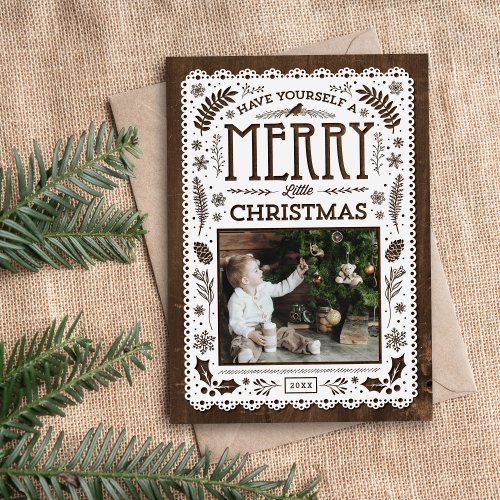 Rustic Winter Woodland Cutout Christmas Photo Card