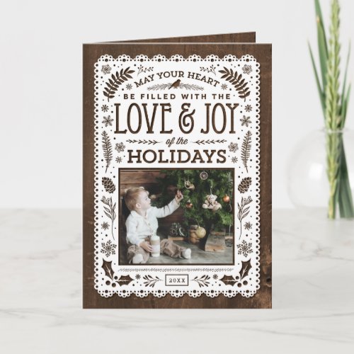 Rustic Winter Woodland Cutout Holiday Photo Card