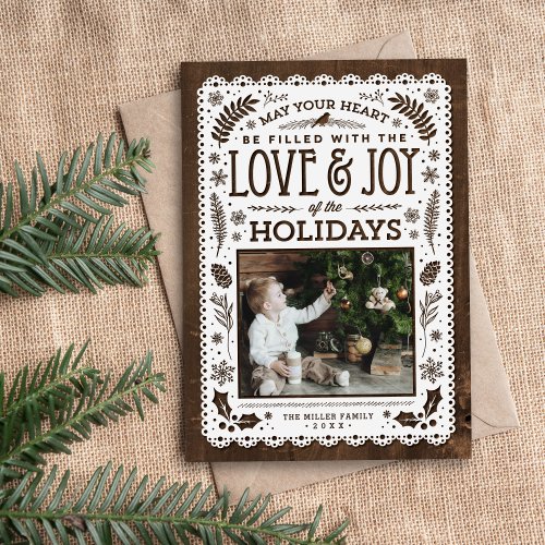 Rustic Winter Woodland Cutout Holiday Photo Card