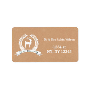 Rustic winter woodland deer Holiday labels