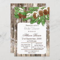 Rustic Winter Woodland pine cones Bridal shower Invitation