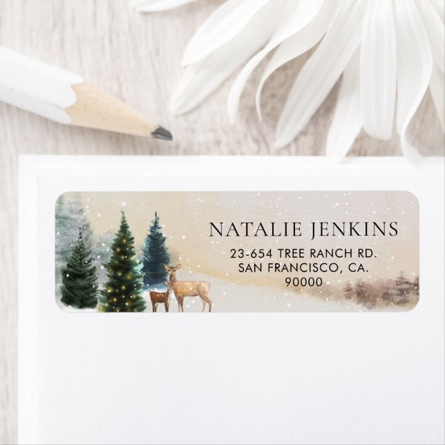 Rustic Winter Woodland Return Address Label (Insitu)