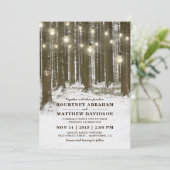 Rustic Winter Woodland Tree String Lights Wedding Invitation (Standing Front)