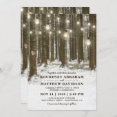 Rustic Winter Woodland Tree String Lights Wedding Invitation (Front/Back)