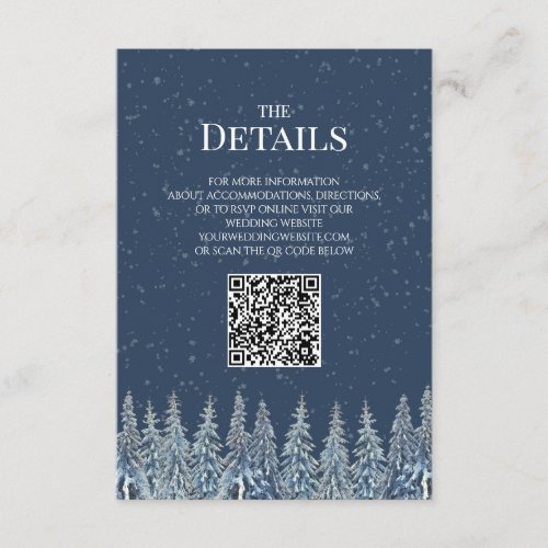 Rustic Winter Woods Wedding QR code Details Insert