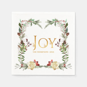 Rustic Winterland Joy Christmas Party Napkins