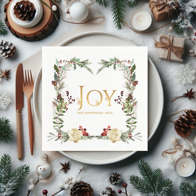 Rustic Winterland Joy Christmas Party Napkins (Rustic Winterland Joy Christmas Party Napkins)