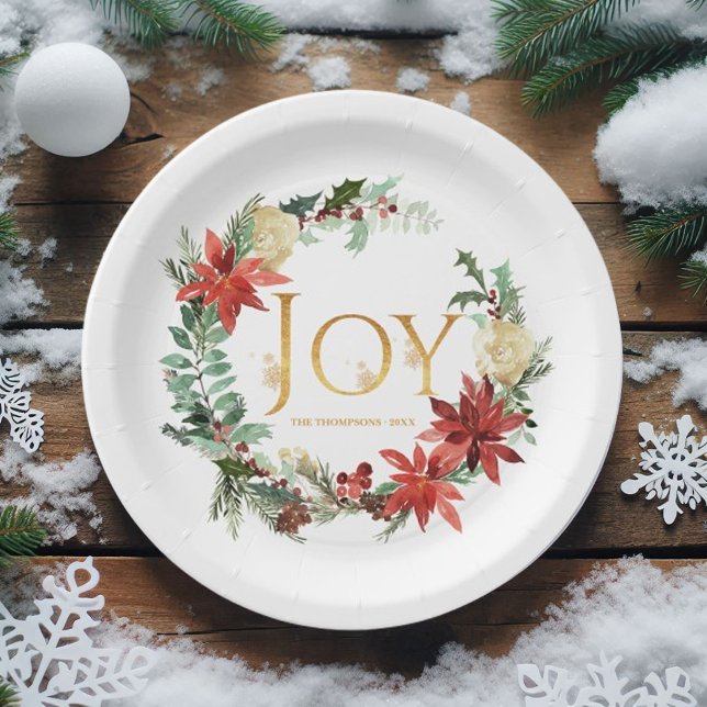 Rustic Winterland Joy Christmas Party Paper Plates (Rustic Winterland Joy Christmas Party)