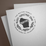 Rustic Wisconsin Merry Christmas Return Address Rubber Stamp<br><div class="desc">Rustic state illustration with a whimsical script for every specific state encircled with your return address and holiday wishes. Check our store for more rubber stamp options.</div>