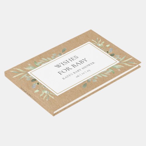 Rustic Wishes for Baby Greenery Watercolour Shower Guest Book