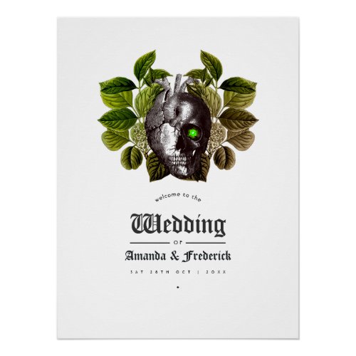 Rustic Witch Woodland Halloween Wedding Welcome Poster